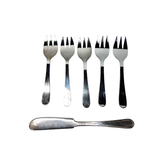 Sheffield Other - Vintage Sheffield England Silver Plated Seafood Forks & Butter Knife Set